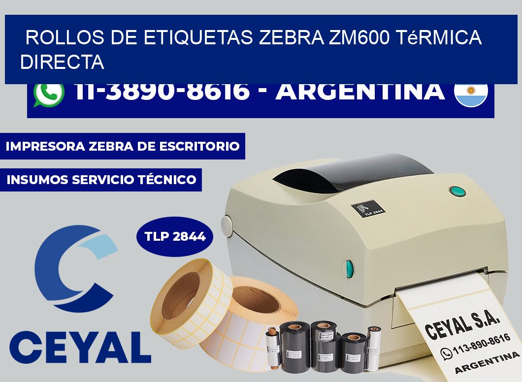 rollos de etiquetas zebra ZM600 térmica directa