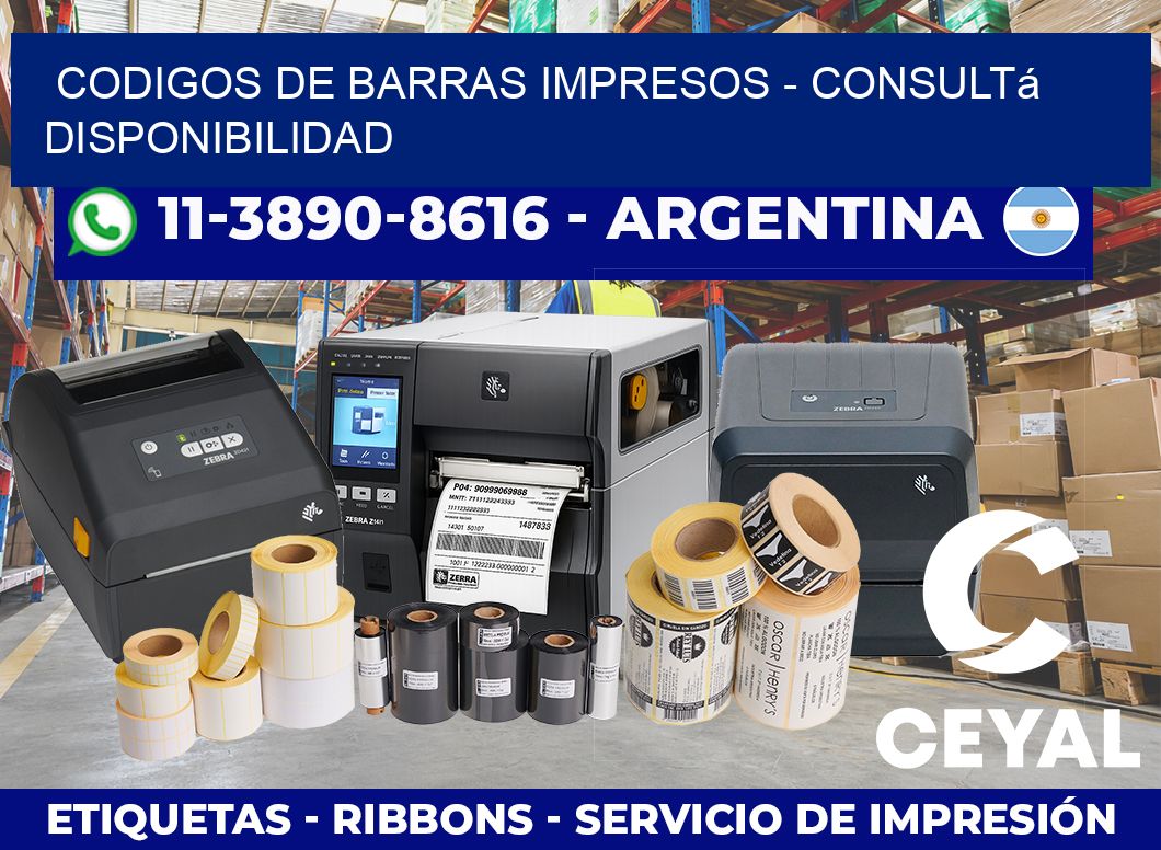 CODIGOS DE BARRAS IMPRESOS – Consultá disponibilidad