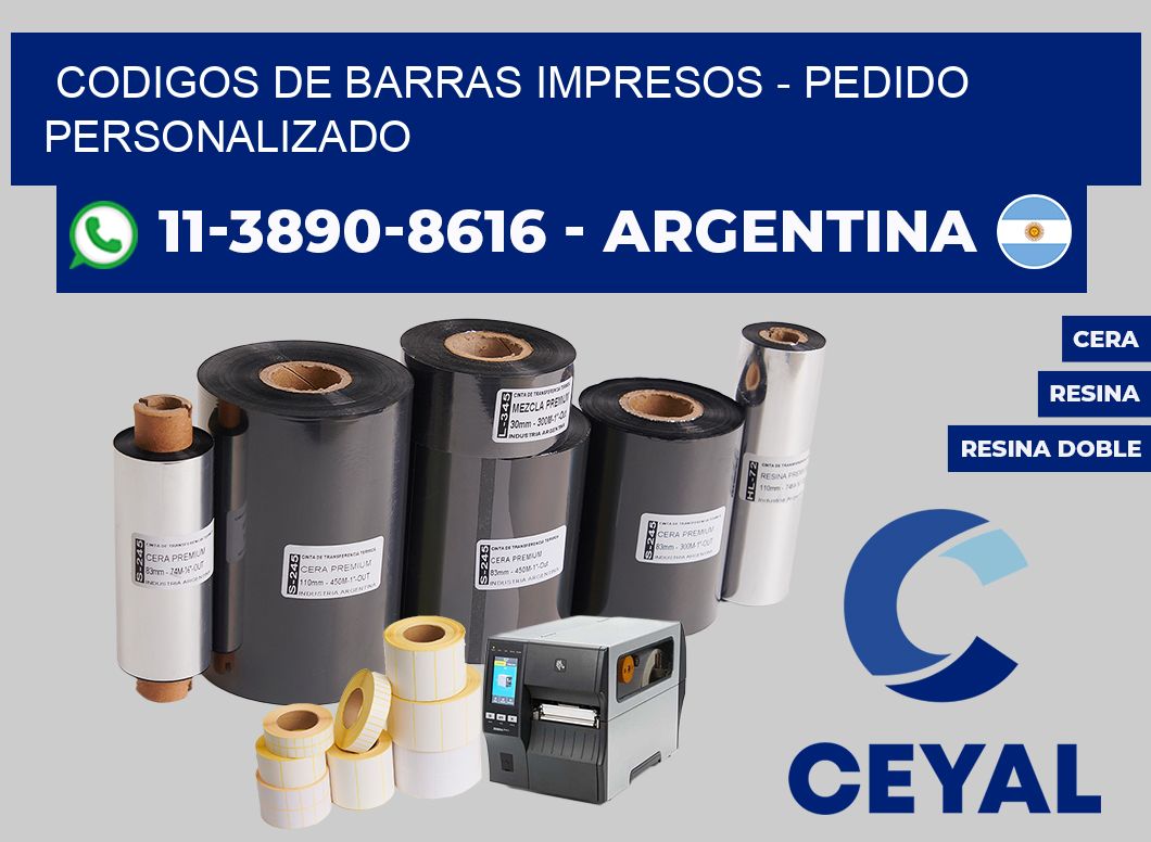 CODIGOS DE BARRAS IMPRESOS - Pedido personalizado