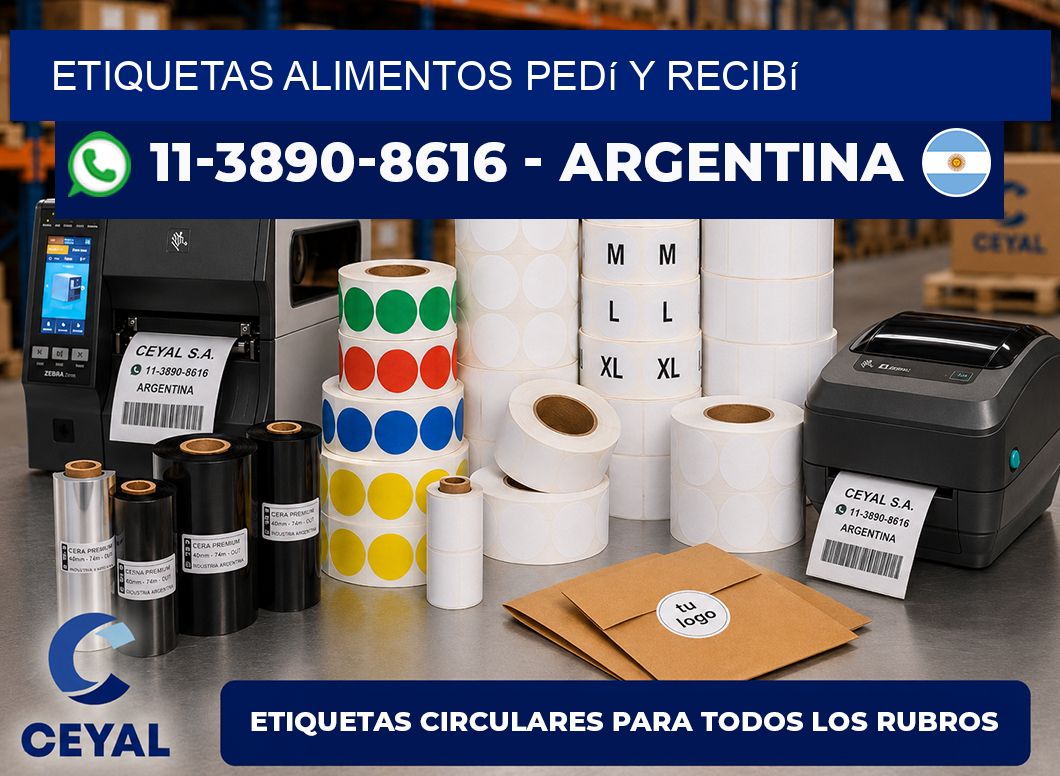 ETIQUETAS ALIMENTOS Pedí y recibí
