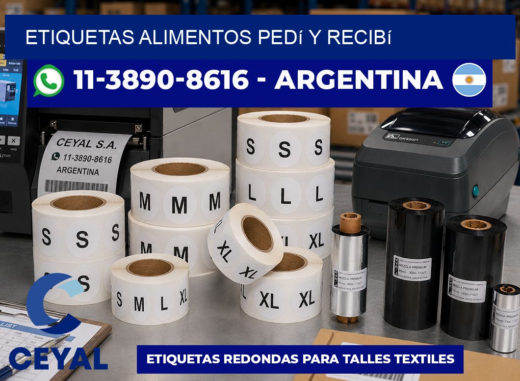 ETIQUETAS ALIMENTOS Pedí y recibí
