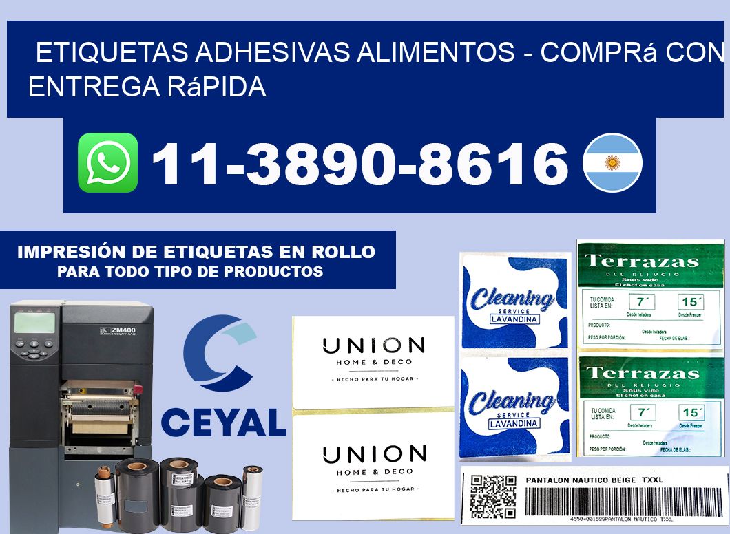 ETIQUETAS ADHESIVAS ALIMENTOS - Comprá con entrega rápida