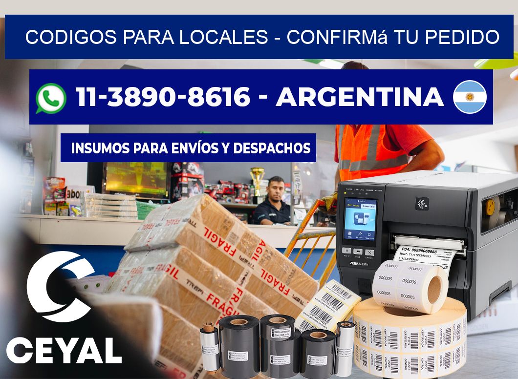 Codigos para locales - Confirmá tu pedido